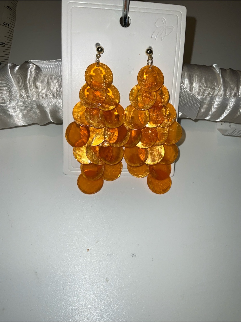 Amber Sequin Cascade Dangle Earrings new